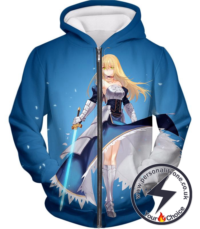 Fate Stay Night Legendary Warrior Arturia Pendragon aka King Arthur Zip Up Hoodie